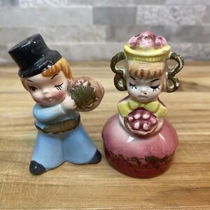 Vintage Enesco Winking Boy and Cupcake Girl Sweet Shop Kids Salt Pepper Shakers